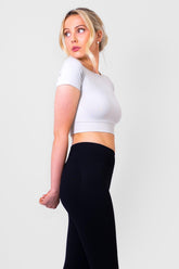 Nova Short Sleeve Crop Top Off white